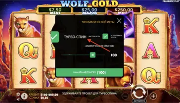 Турбо-режим Включение турбо-спина в Wolf Gold